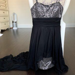 Melanie Lyne Sequins High Low Black Dress